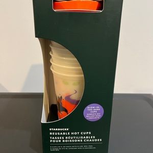 NIB Starbucks Halloween 2022 Six Reusable Glow In The Dark Hot Cups